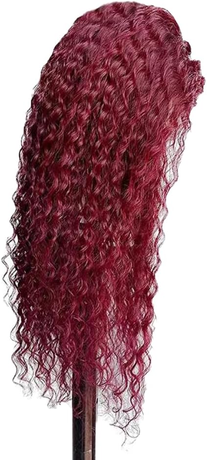 Hxxcoup Perruque Femme Cheveux Humain 13x1 Lace Human Hair Wig #99J Burgundy Water Wave Pre Plucked Hairline with Baby Hair Unprocessed Hair Transparent Lace for Women Minimal Smell 22 Inch